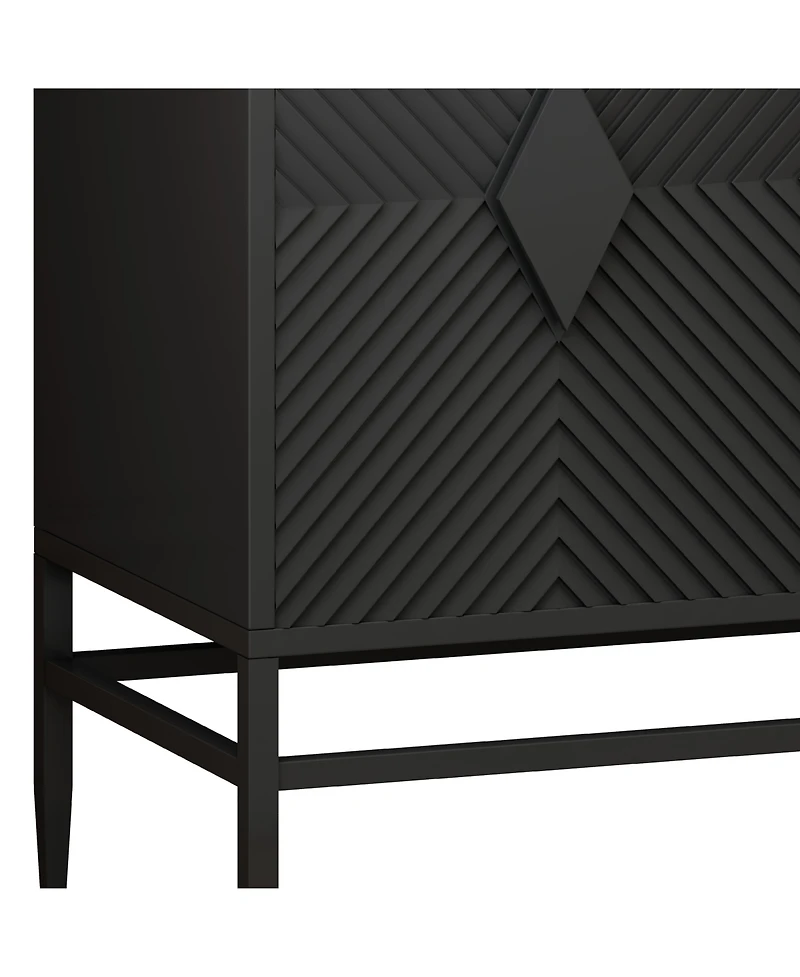 Streamdale 31.5" Black Wooden Storage Cabinet with Metal Legs