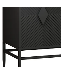 Streamdale 31.5" Black Wooden Storage Cabinet with Metal Legs