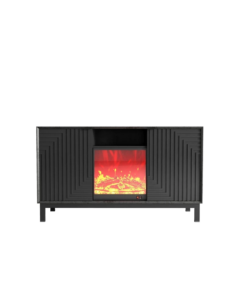Mid-Century Modern Tv Stand with 18" Electric Fireplace