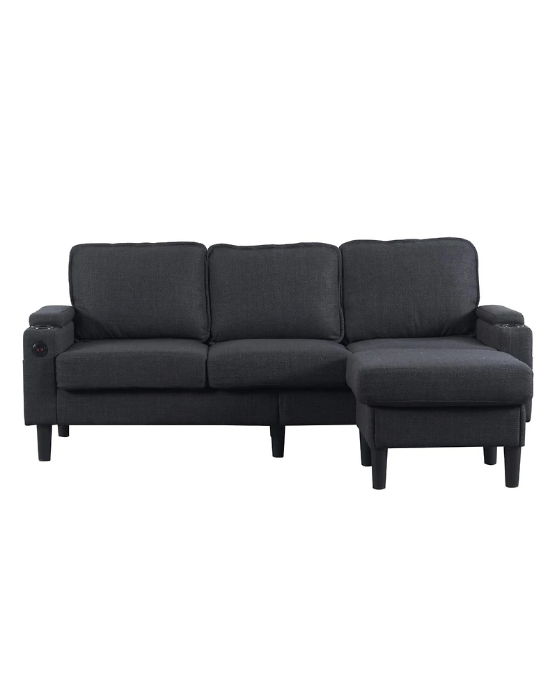 Streamdale 3-Seat Dark Grey Knockdown Sofa with Ottoman and Storage
