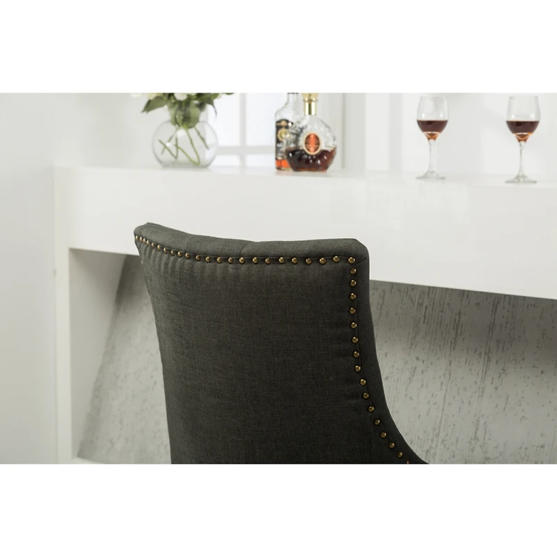 Streamdale Furniture Button Tufted Solid Wood Wingback Hostess Chairs with Nail Heads Set of 2