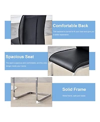 Streamdale Arch Dining Chairs - Black Pu, Silver Legs (Set of 6)