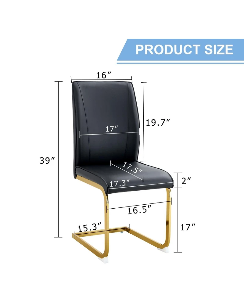 Streamdale Luxury Black Pu Dining Chairs - Gold Leg (Set of 6)