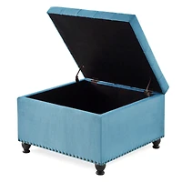 Streamdale Furniture Button Tufted Square Storage Ottoman with Wooden Legs for Living/Bedroom