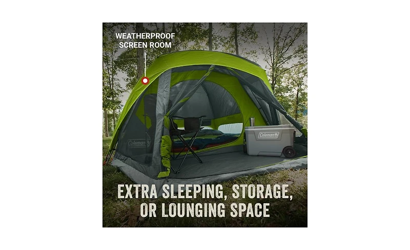 Coleman Skydome 4-Person Camping Tent With Screen Room