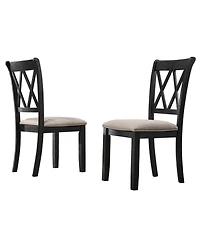 Streamdale Fabric Upholstered Dining Chair in Black, Set of 2