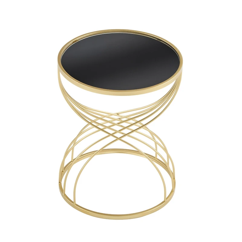 Modern Side Table [Golden Metal Frame+Black MIirror Top]