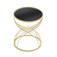Modern Side Table [Golden Metal Frame+Black MIirror Top]