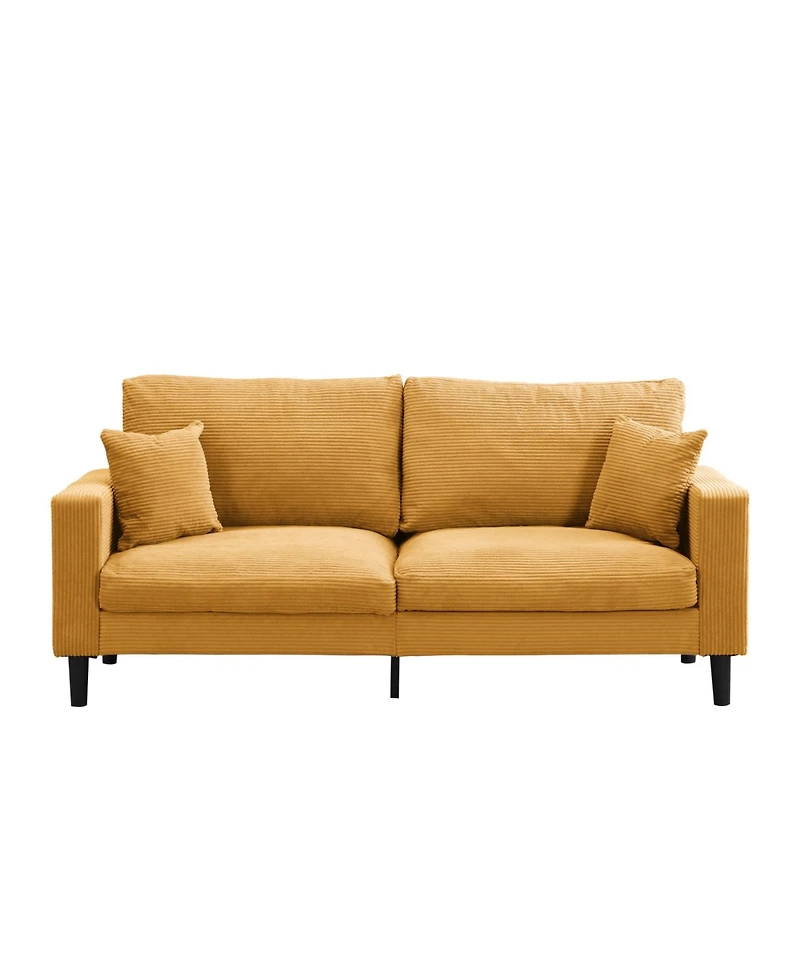74" Modern Sofa with High Resilience, Wooden Frame - Orange Comfort