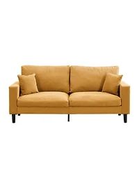 74" Modern Sofa with High Resilience, Wooden Frame - Orange Comfort
