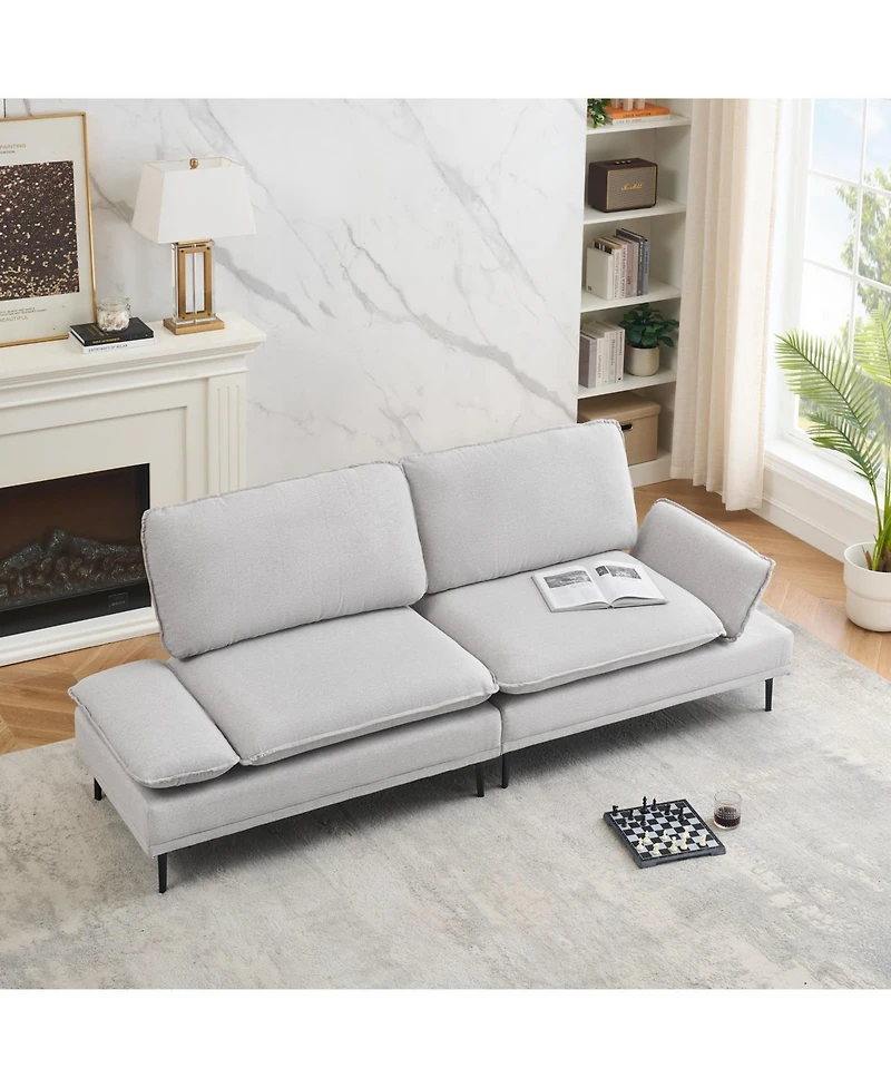 Streamdale Woven Cotton Linen Curtains in Light Grey (89")