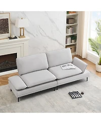 Streamdale Woven Cotton Linen Curtains in Light Grey (89")