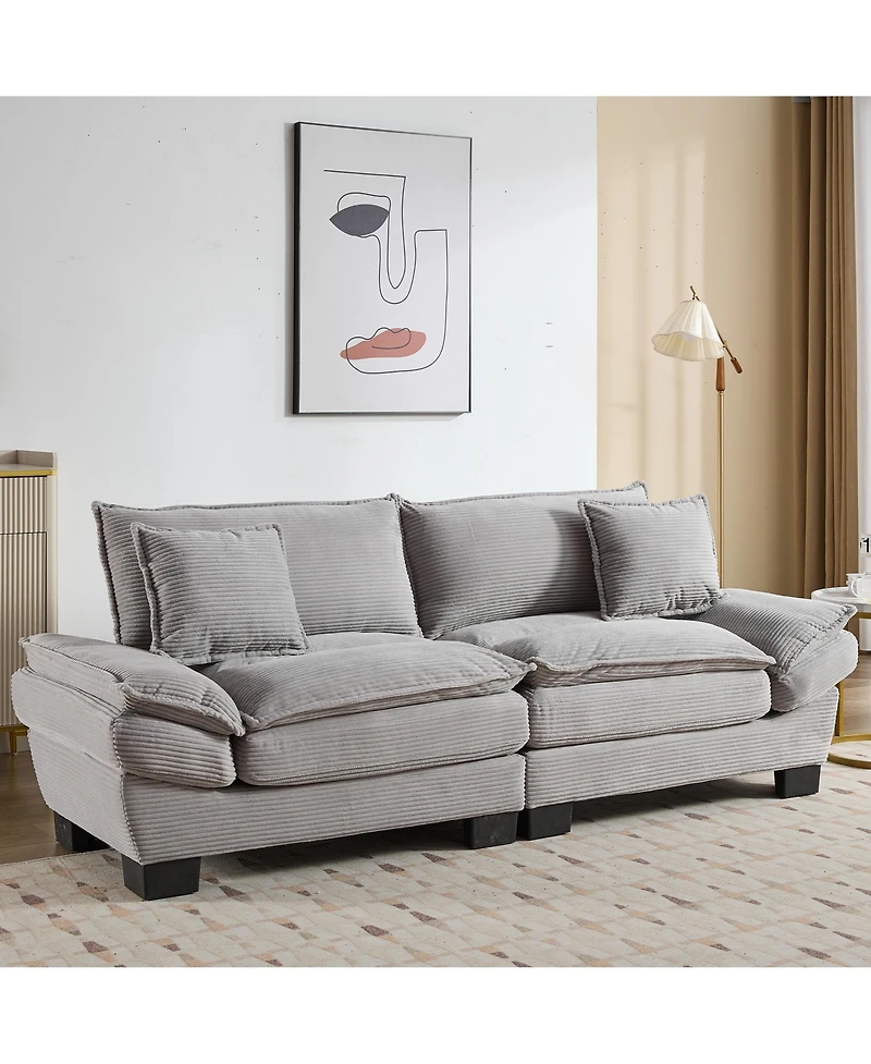 Streamdale Corduroy Sofa Sleeper Comfy, Deep-Seat Couch with Pillows