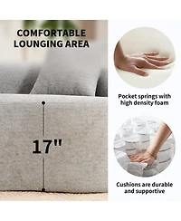Streamdale 4-Seater Light Gray Sofa with Chenille Fabric and Pillows