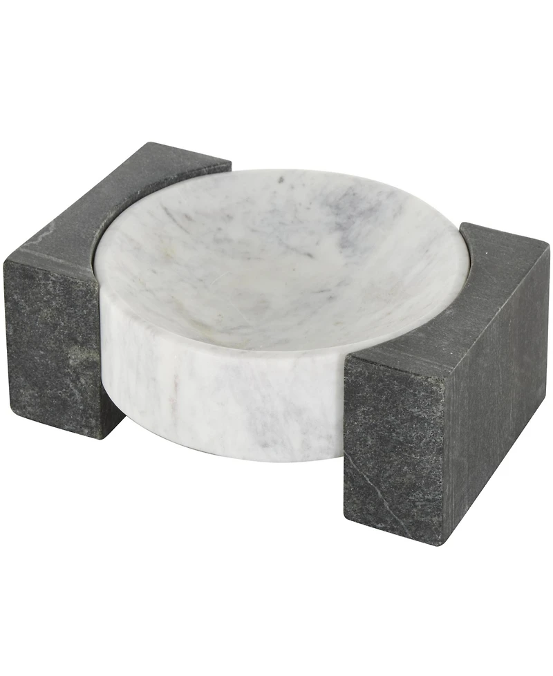 Rosemary Lane Marble Tray with Black Rectangular Blocks, 10" x 8"