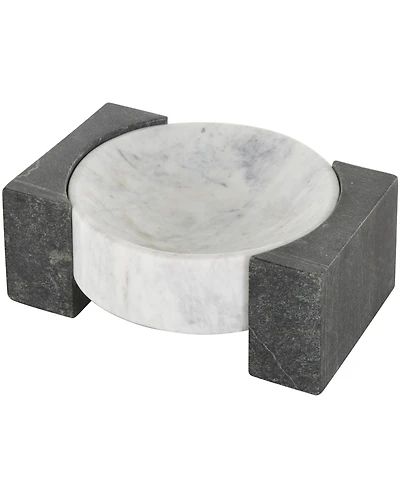 Rosemary Lane Marble Tray with Black Rectangular Blocks, 10" x 8"