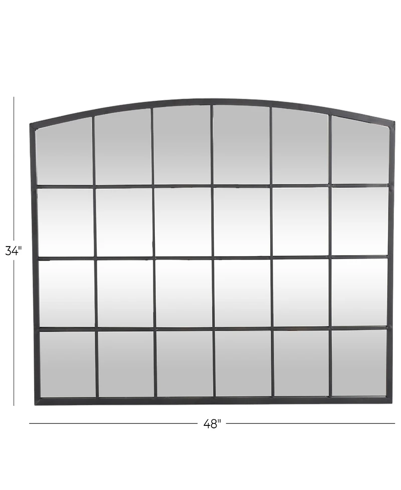 Rosemary Lane 34" Metal Arched Window Pane Inspired Room Wall Mirror with Black Frame