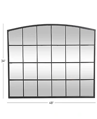 Rosemary Lane 34" Metal Arched Window Pane Inspired Room Wall Mirror with Black Frame