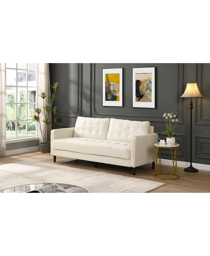 Streamdale 3-Seater High Resilience Modern Sofa, Wooden Frame Beige