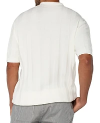 Liverpool Los Angeles Men's Kingston Slim Fit Short Sleeve Textured Stripe Polo Sweater