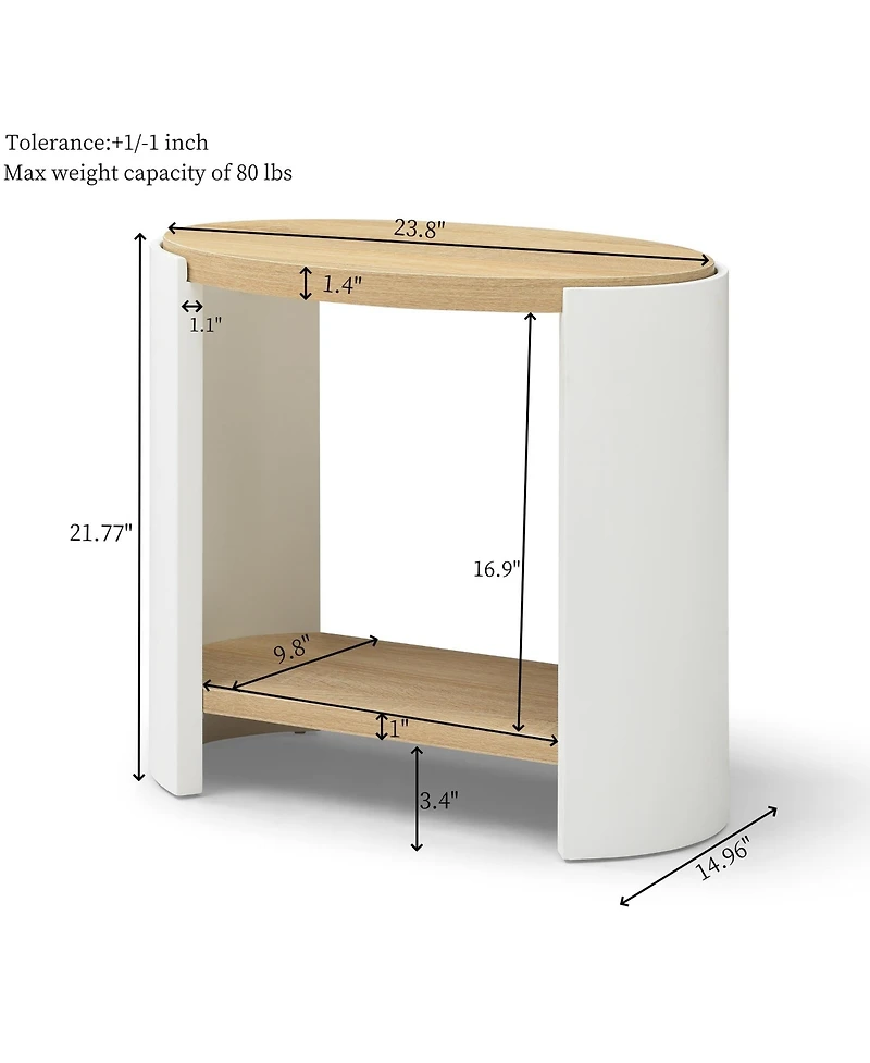 Streamdale 2-Layer Storage Nightstand Table (Natural and White)