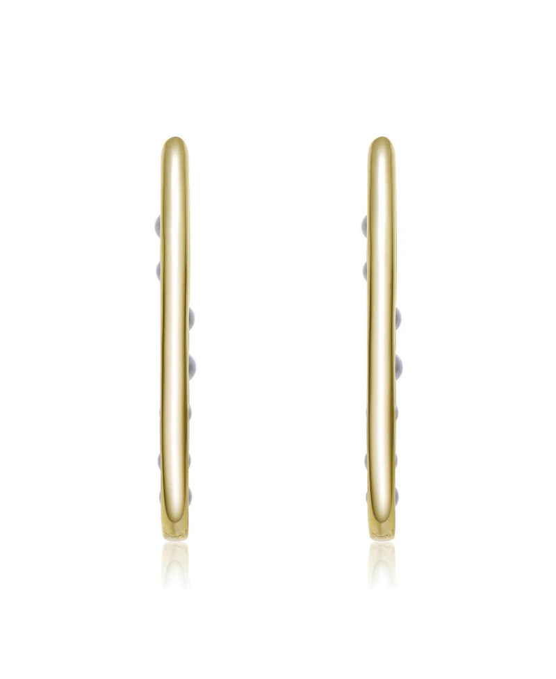 14K Gold Plated Pearl Hoop Earrings