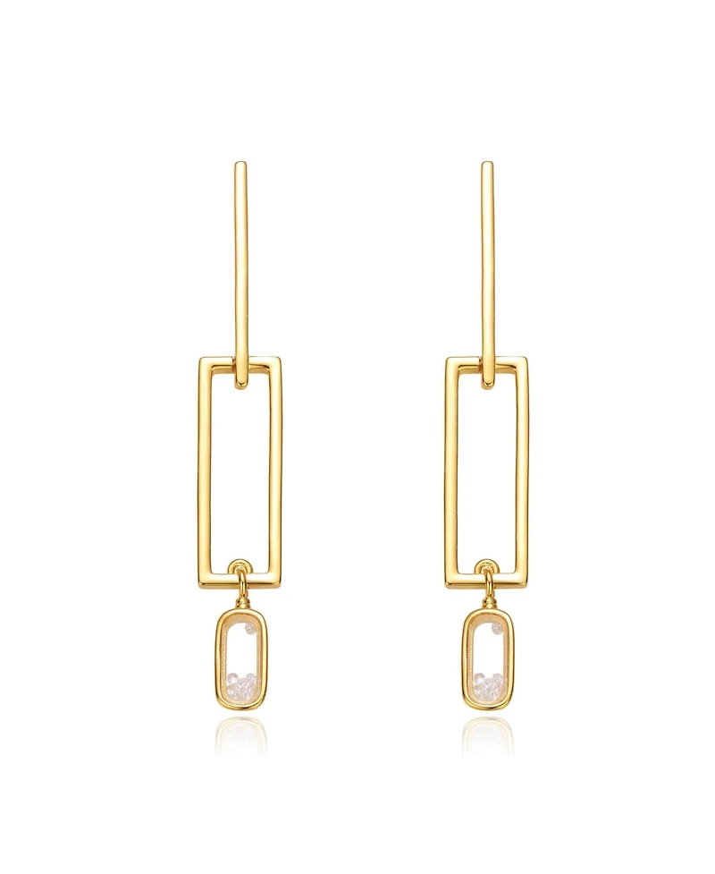 14K Gold Plated Green Cubic Zirconia Drop Earrings