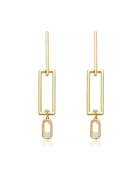 14K Gold Plated Green Cubic Zirconia Drop Earrings