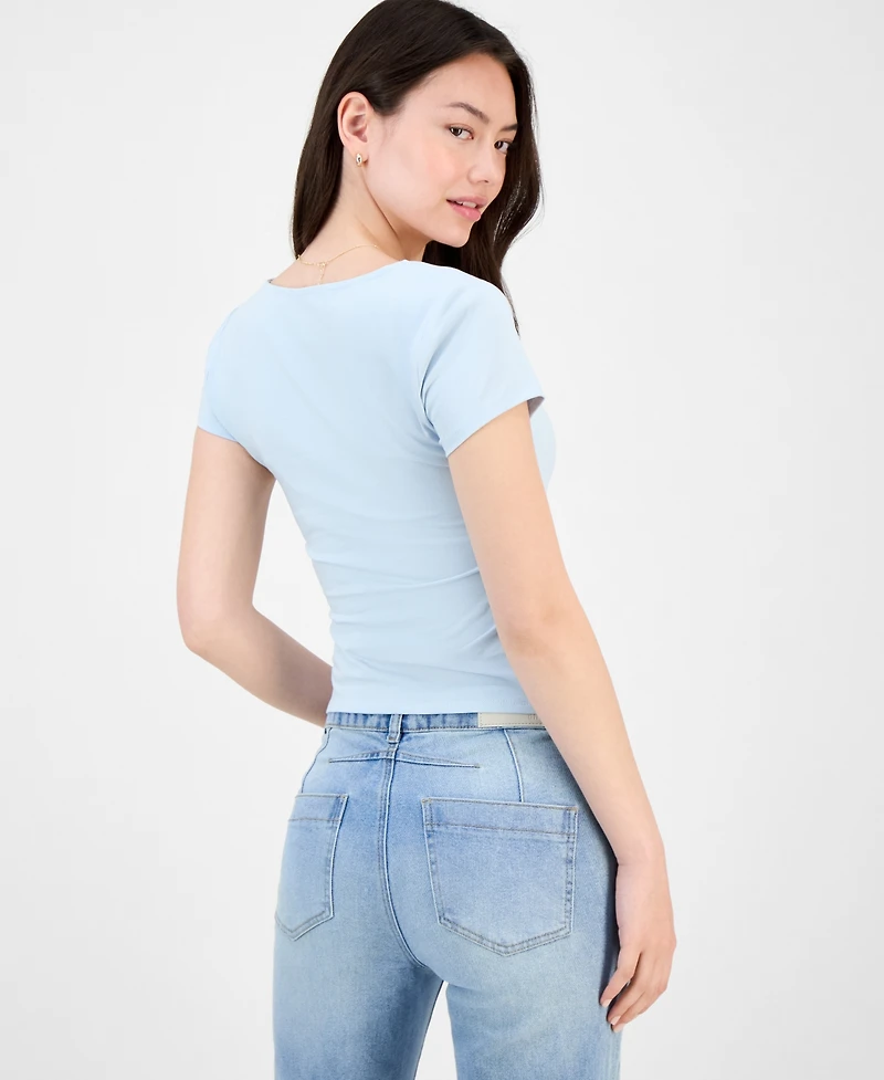Madden Girl Juniors' Twist-Front Scoop-Neck Top