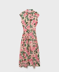 Mango Women's Belt Printed Shirt Dress