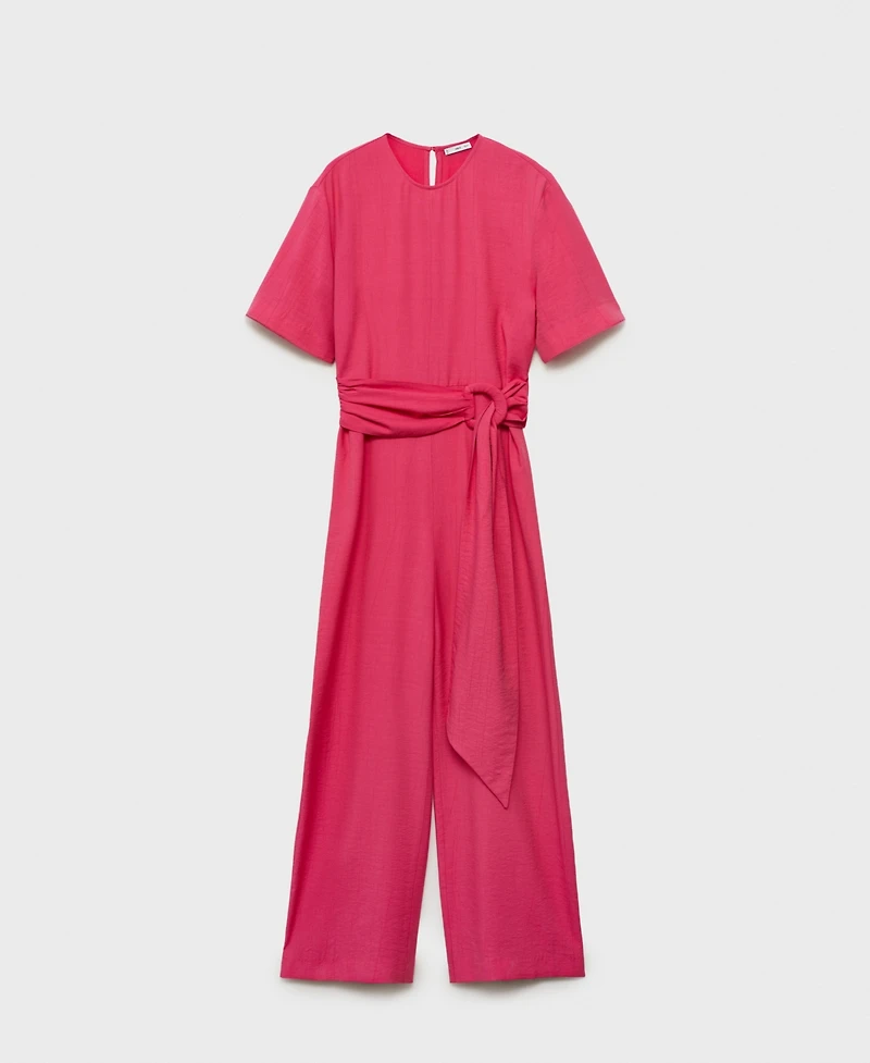 Mango Women's Straight-Fit Short-Sleeved Jumpsuit