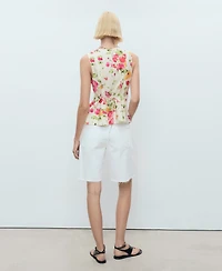 Mango Women's Floral Button-Down Fitted Blouse