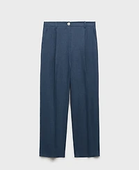 Mango Women's Pleated Detail Straight-Fit Linen Pants