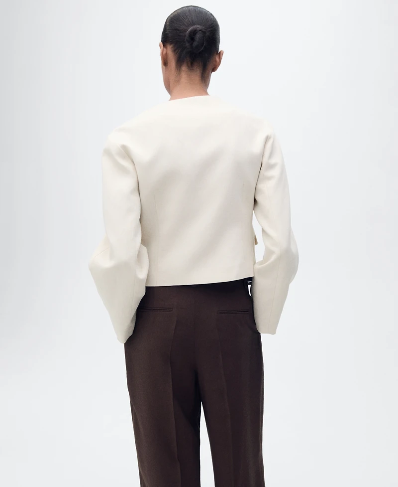 Mango Women's Buttoned Linen-Blend Jacket