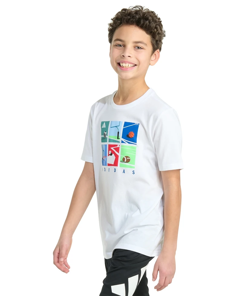 adidas Big Boy Short Sleeve Multi-Sport Grid Graphic T-Shirt