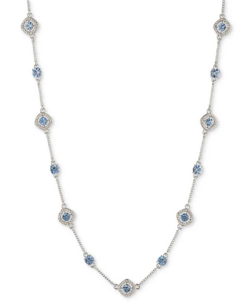 Givenchy Silver-Tone Pave & Round Crystal Halo Station Necklace, 16" + 3" extender