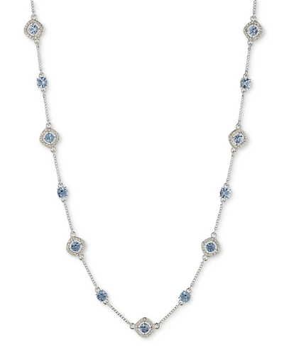 Givenchy Silver-Tone Pave & Round Crystal Halo Station Necklace, 16" + 3" extender