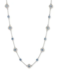 Givenchy Silver-Tone Pave & Round Crystal Halo Station Necklace, 16" + 3" extender