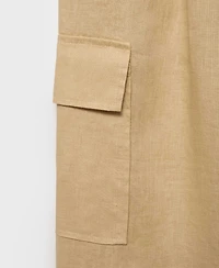Mango Women's Linen Cargo Pants
