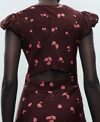 Mango Women's Short-Sleeved Floral Midi Dress