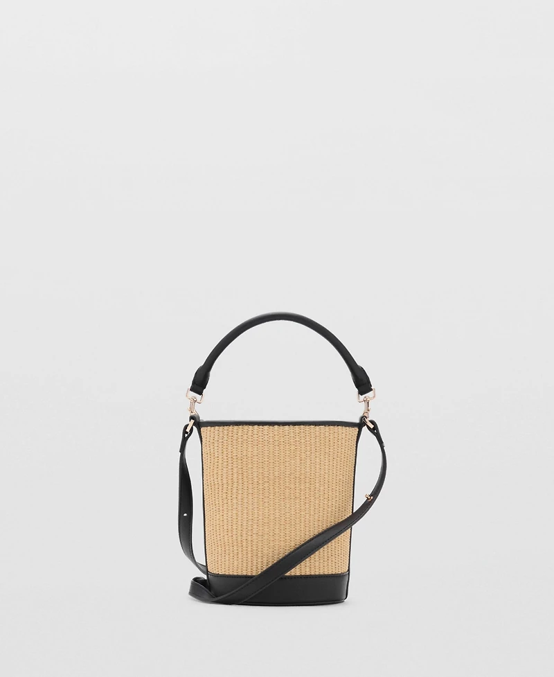 Mango Women's Small Raffia-Effect Bucket Bag