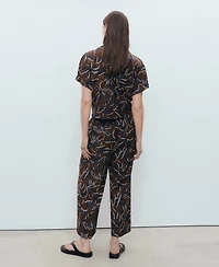 Mango Women's Floral-Print Knot Detail Cropped Shirt