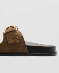 Mango Women's Natural Fiber Strap and Buckle Leather Sandals
