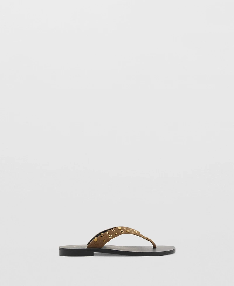 Mango Women's Die-Cut Straps Suede Sandals