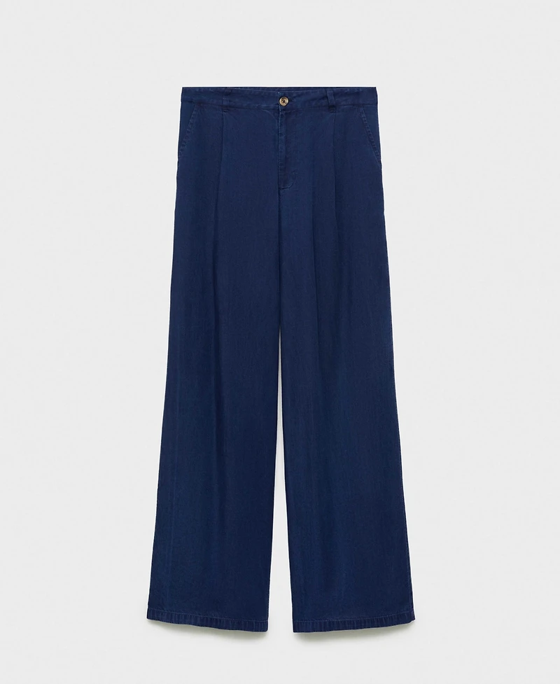 Mango Women's Denim-Effect Lyocell Pants