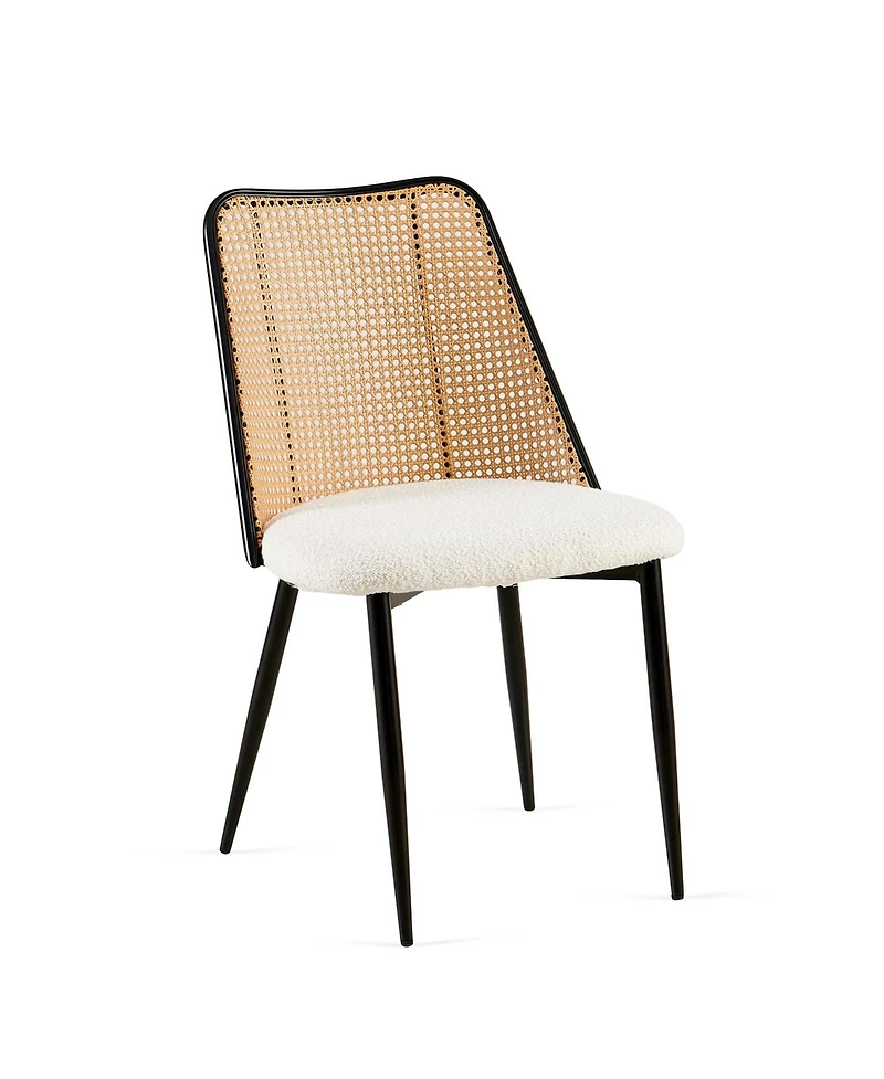 Streamdale Off-White Rattan Dining Chairs (Set of 4) with Cane Backs