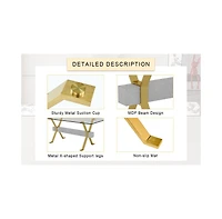 Streamdale Modern Glass Dining Table with Gold Legs, Multipurpose for Home/Office (71"x35"x30")