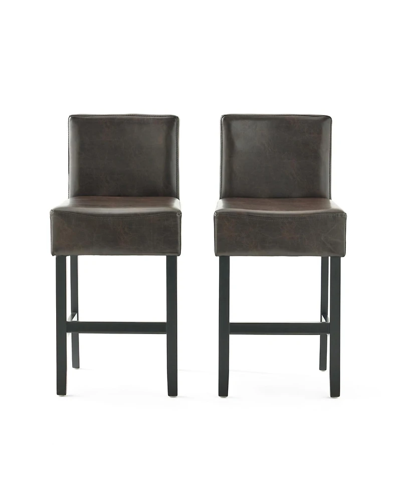 Streamdale Set of 2 26" Portman Bonded Leather Counter Height Barstool, Brown