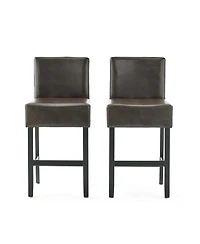 Streamdale Set of 2 26" Portman Bonded Leather Counter Height Barstool, Brown