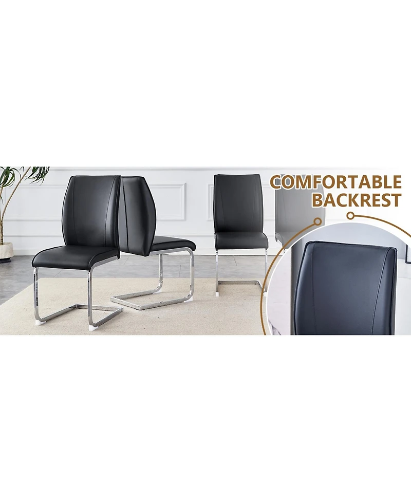 White Marble Table & Black Pu Chairs